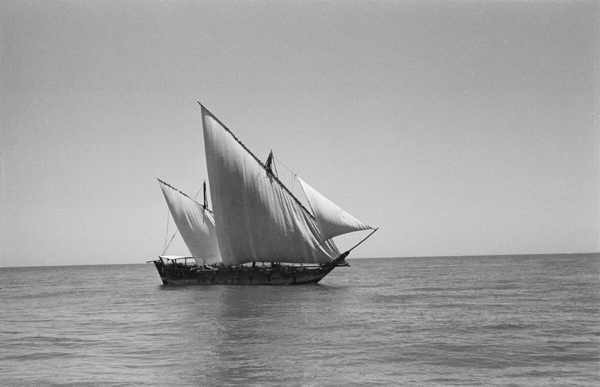 Traditional Gulf sailing vessel at sea